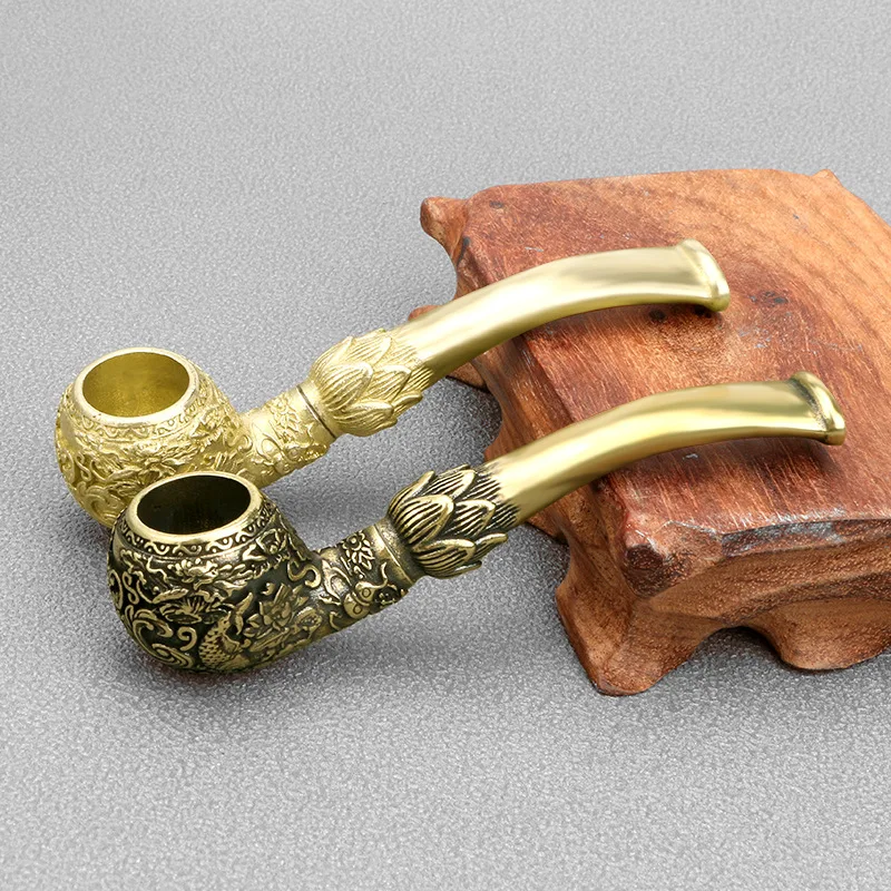 Vape Decoration - Antique Hand-carved Carp Brass Pipe Copper