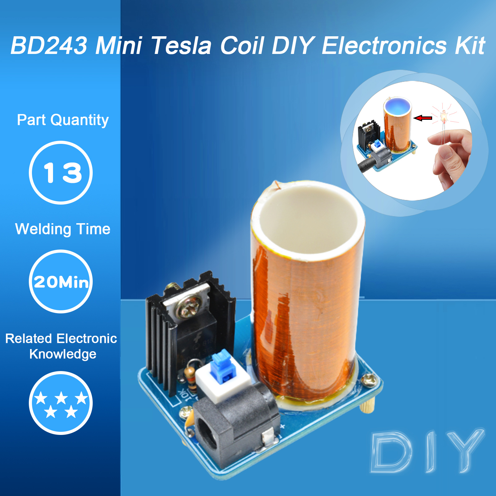 Coil Building Kit - BD243 Mini Tesla Coil Kit Magic