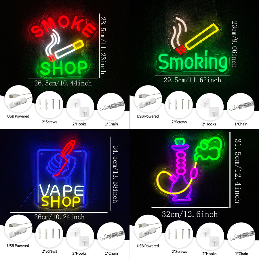 Smoking Neon Sign For Wall Dec - Vaping Shop recension och pris