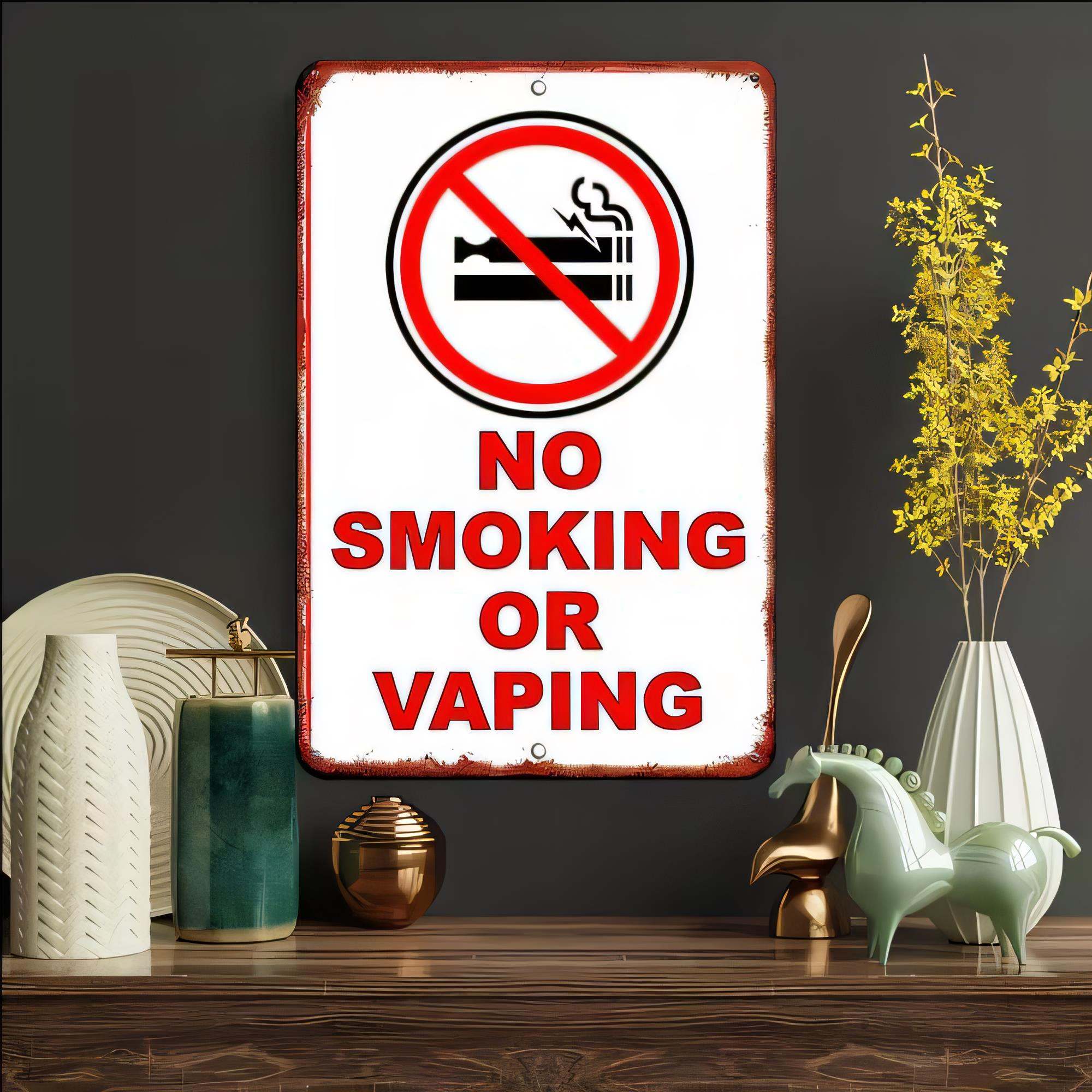 Tin Sign No Smoking Or Vaping  - Vaping Area recension och pris